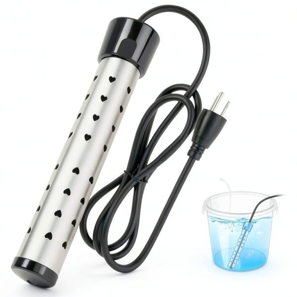 Portable Water Heater – 1300W Immersion Heater for Bathtub with Switch Control, Bucket, Hot Tub, and Mini Inflatable Pool – Fast Heating with Rust-Resistant 304 Stainless Steel Cap(Black)-0